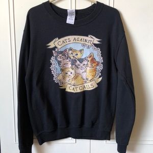 Cats Against Catcalls Crewneck Hoodie S
